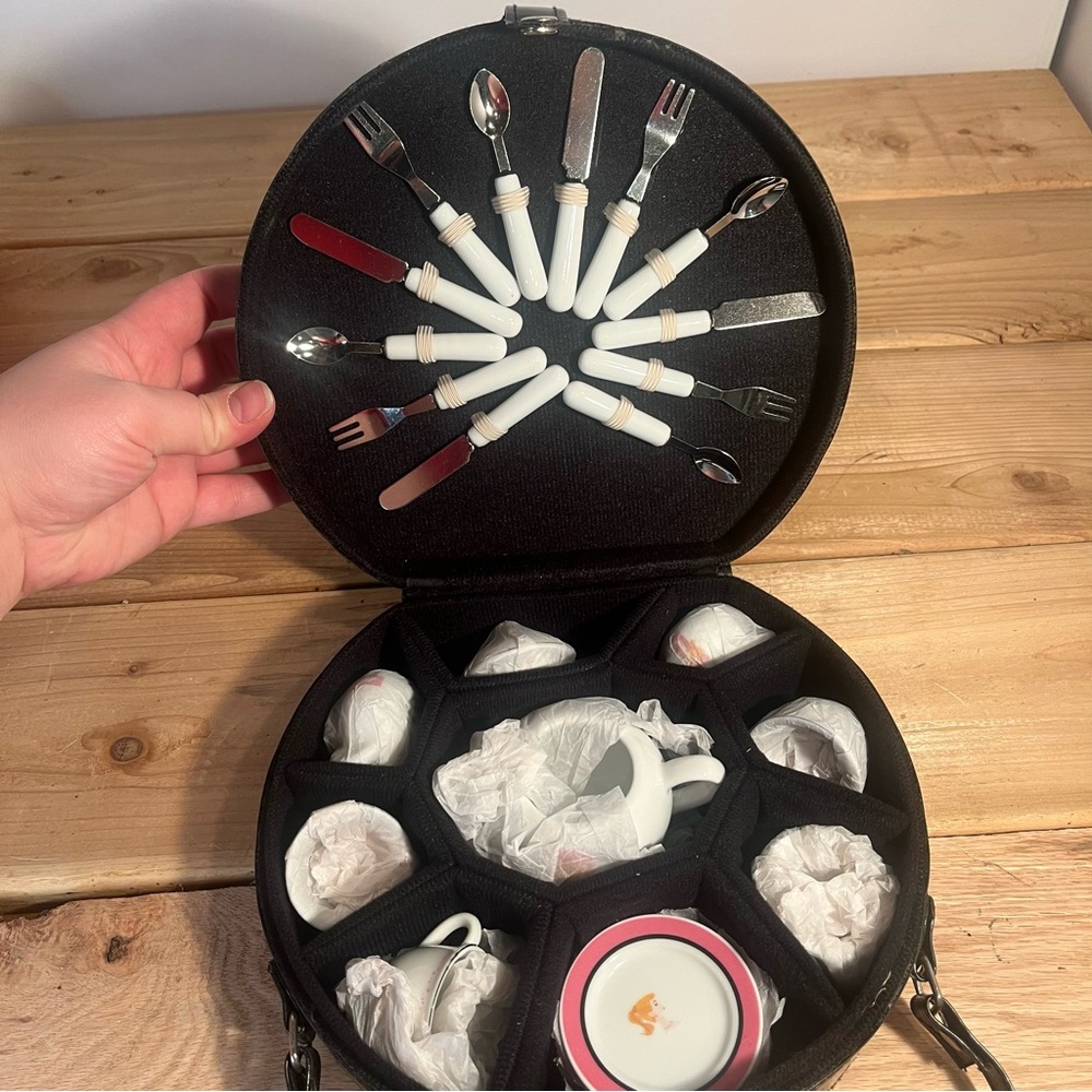 Barbie Miniature Porcelin Tea Set - 25 Pc, Plus Vintage Case, Mattel